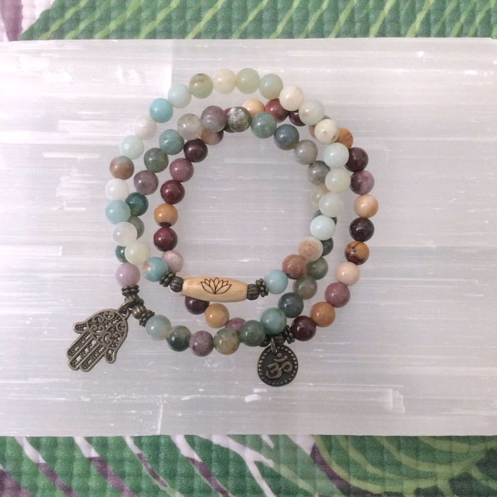 Set of 3 Yoga Gemstone Bracelets